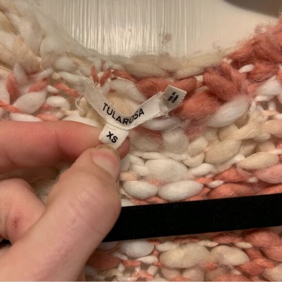 Sz XS Tularosa Revovle Chunky Knit Pink & Cream Wool Oversized Sweater Cardigan - Picture 7 of 11